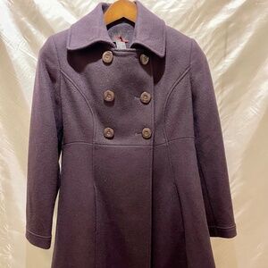 Via K Plum Wool Fit and Flare Coat 6P
